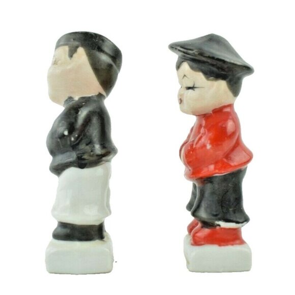 Bowing Oriental Couple Figurines Mid Century Vintage 4 inch tall - Picture 4 of 9